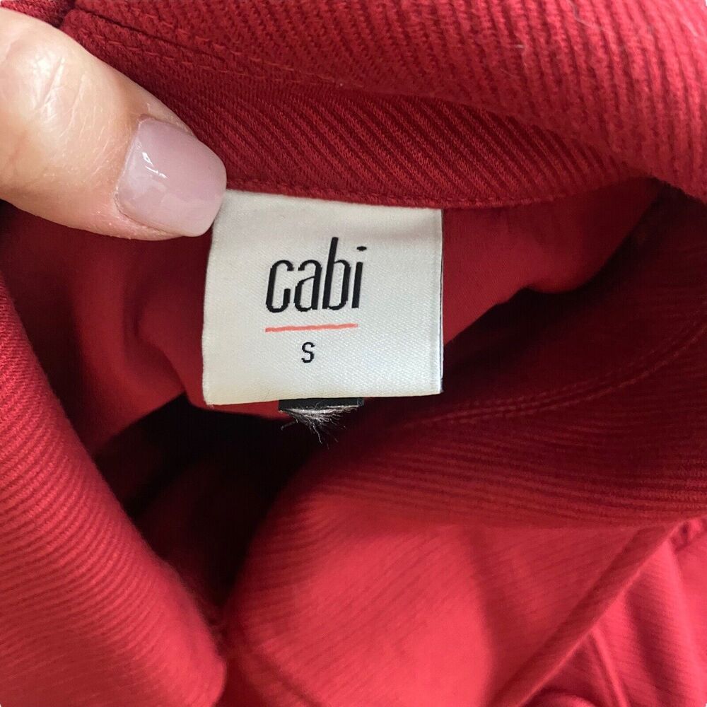 Cabi Small Jacket Snap Button Front Red Textured Collared Pockets - Picture 2 of 11